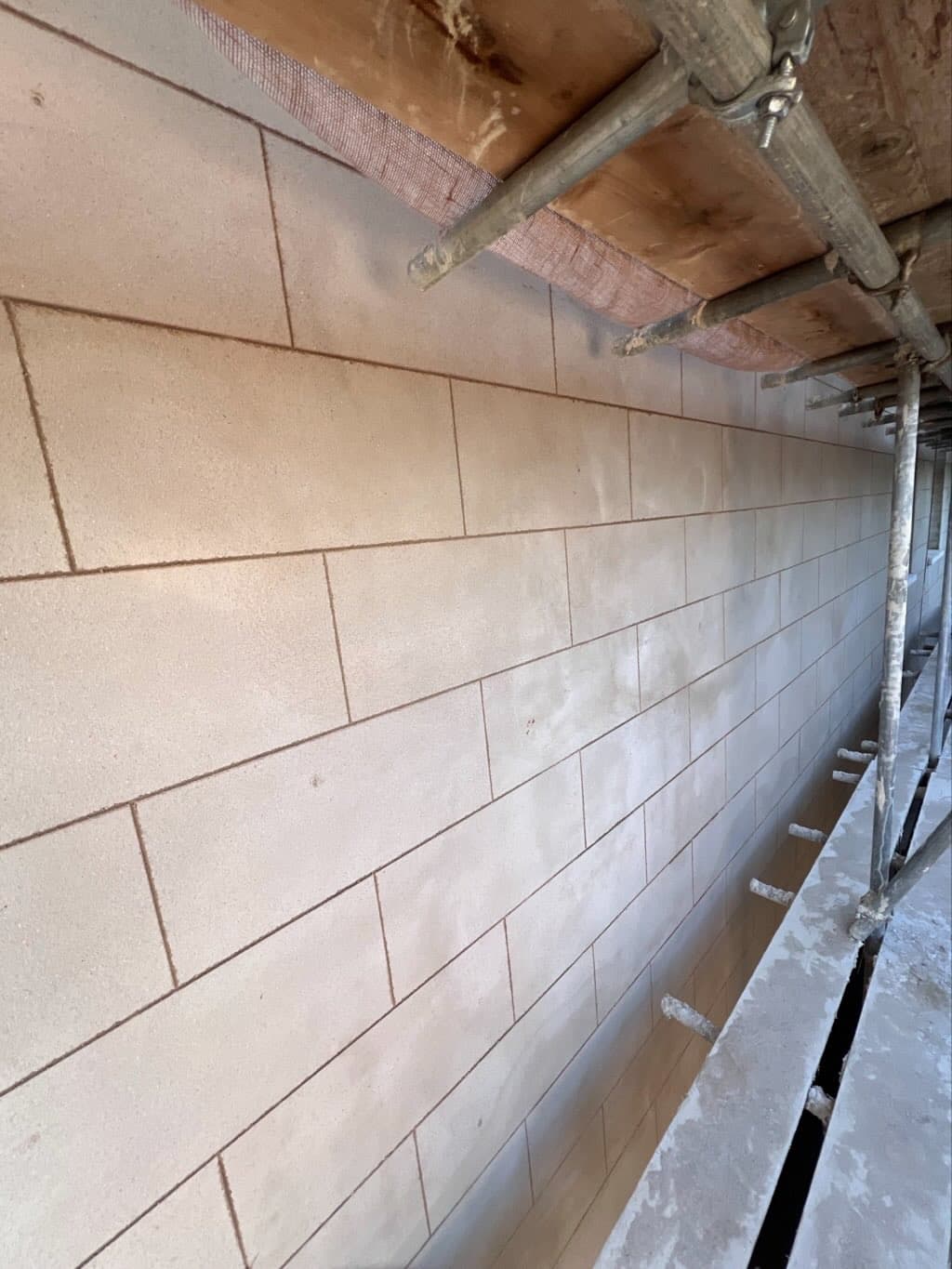 External wall insulation render being installed on a new build